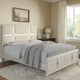Ory Queen Size Bed, Ivory Boucle Upholstered Headboard w 3D LED Light