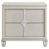 Ory Nightstand w 2 Drawers Chrome Star Handle Pearl Ivory Wood BM328571