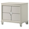 Ory Nightstand w 2 Drawers Chrome Star Handle Pearl Ivory Wood BM328571