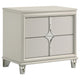 Ory Nightstand w 2 Drawers, Chrome Star Handle, Pearl Ivory Wood