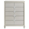 Ory Tall Dresser Chest w 5 Drawers Chrome Star Handle Pearl Ivory BM328573