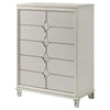 Ory Tall Dresser Chest w 5 Drawers Chrome Star Handle Pearl Ivory BM328573