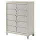 Ory Tall Dresser Chest w 5 Drawers Chrome Star Handle Pearl Ivory BM328573