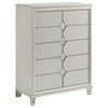 Ory Tall Dresser Chest w 5 Drawers, Chrome Star Handle, Pearl Ivory
