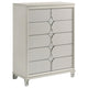 Ory Tall Dresser Chest w 5 Drawers, Chrome Star Handle, Pearl Ivory