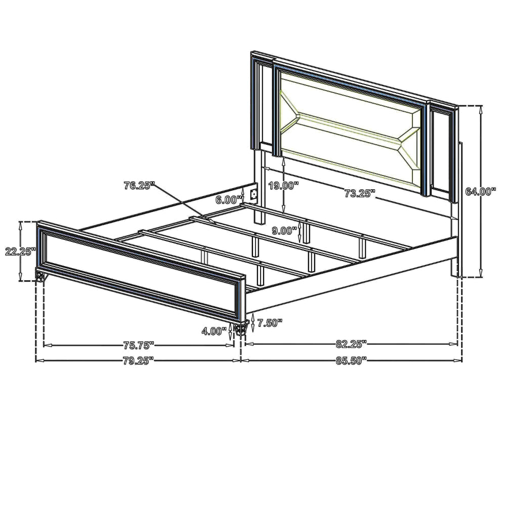 Mory King Size Bed Textured LED Headboard Ivory Boucle Upholstery
