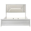 Mory California King Bed Textured LED Headboard Ivory Upholstery