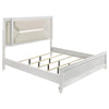 Mory California King Bed, Textured LED Headboard, Ivory Upholstery
