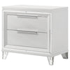 Mory Nightstand 2 Drawers Embossed Herringbone Pattern White Chrome BM328577