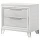 Mory Nightstand 2 Drawers Embossed Herringbone Pattern White Chrome BM328577