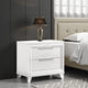 Mory Nightstand, 2 Drawers, Embossed Herringbone Pattern White, Chrome