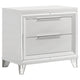 Mory Nightstand, 2 Drawers, Embossed Herringbone Pattern White, Chrome