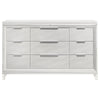 Mory Wide Dresser 9 Drawers Embossed Herringbone Pattern White BM328578
