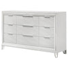 Mory Wide Dresser 9 Drawers Embossed Herringbone Pattern White BM328578