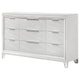Mory Wide Dresser 9 Drawers Embossed Herringbone Pattern White BM328578