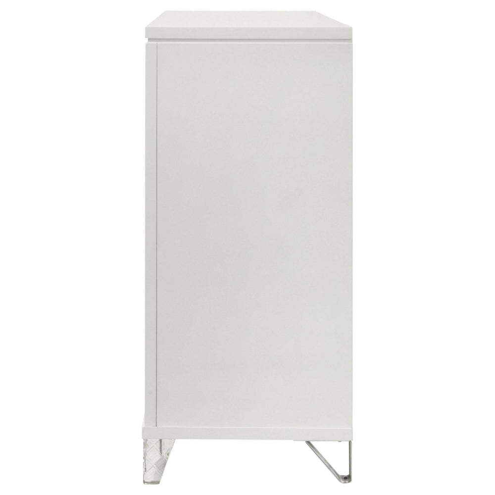 Mory Wide Dresser 9 Drawers Embossed Herringbone Pattern White BM328578