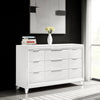 Mory Wide Dresser, 9 Drawers, Embossed Herringbone Pattern, White