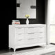 Mory Wide Dresser, 9 Drawers, Embossed Herringbone Pattern, White
