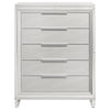 Mory Tall Dresser Chest 5 Drawer Embossed Herringbone Pattern White BM328579