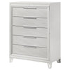 Mory Tall Dresser Chest 5 Drawer Embossed Herringbone Pattern White BM328579
