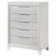 Mory Tall Dresser Chest 5 Drawer Embossed Herringbone Pattern White BM328579