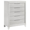 Mory Tall Dresser Chest, 5 Drawer, Embossed Herringbone Pattern, White