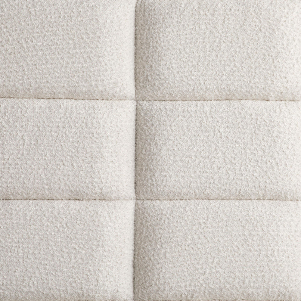 Lyni California King Bed Grid Tufted Ivory Upholstery Oak Brown