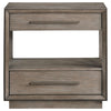 Lyni Nightstand 2 Storage Drawers Open Shelf Washed Oak Brown BM328583