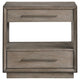 Lyni Nightstand 2 Storage Drawers Open Shelf Washed Oak Brown BM328583