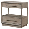 Lyni Nightstand 2 Storage Drawers Open Shelf Washed Oak Brown BM328583