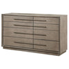 Lyni Wide Dresser 8 Storage Drawers Open Shelf Washed Oak Brown BM328584