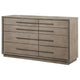 Lyni Wide Dresser 8 Storage Drawers Open Shelf Washed Oak Brown BM328584