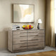 Lyni Wide Dresser, 8 Storage Drawers, Open Shelf, Washed Oak Brown