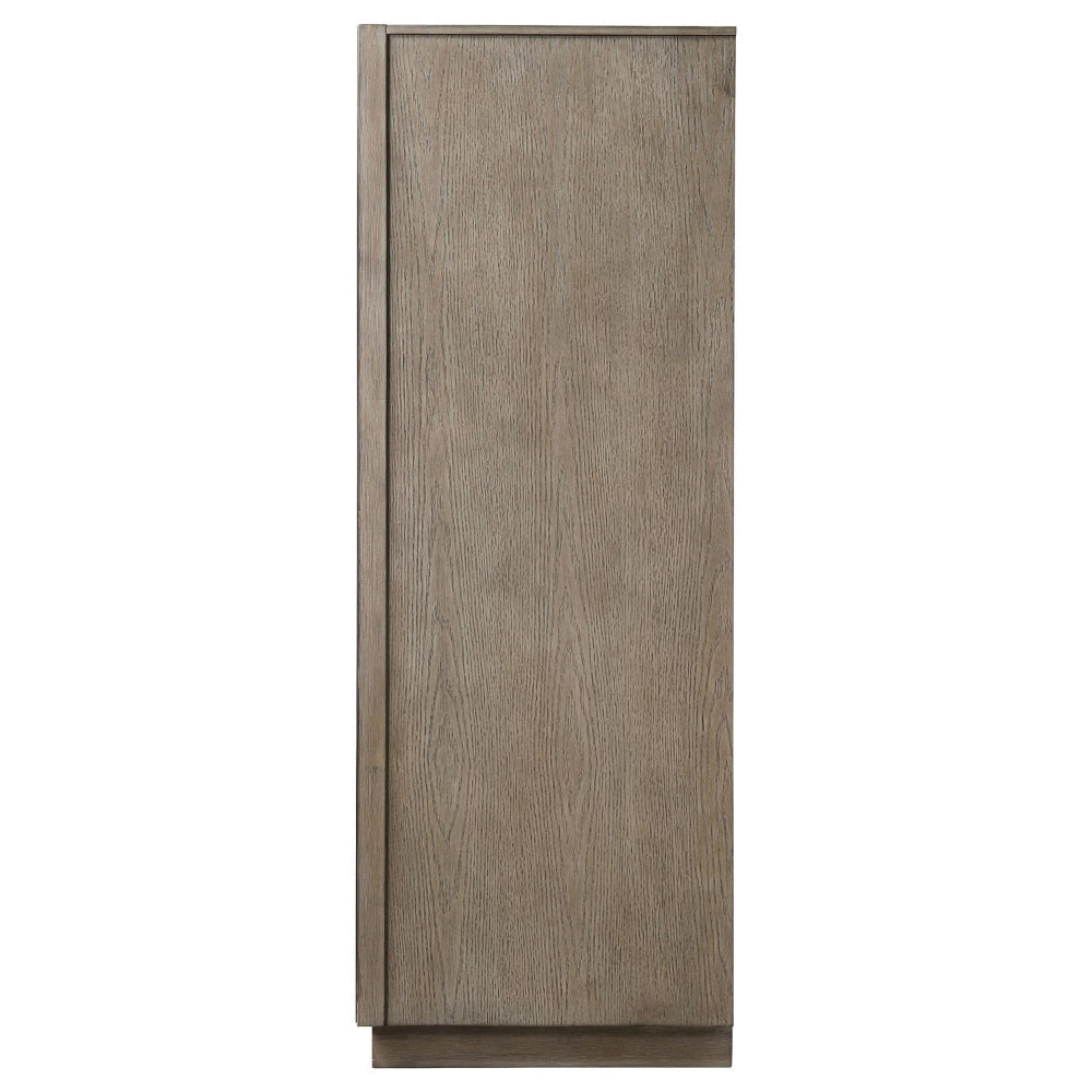 Lyni Tall Dresser Chest 5 Drawers Open Shelf Washed Oak Brown BM328585