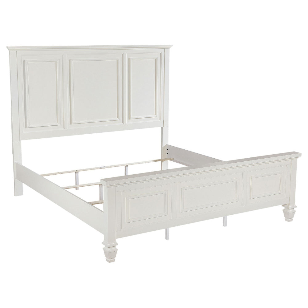 Lila King Bed, Picture Frame Panel Headboard, Farmhouse White Wood