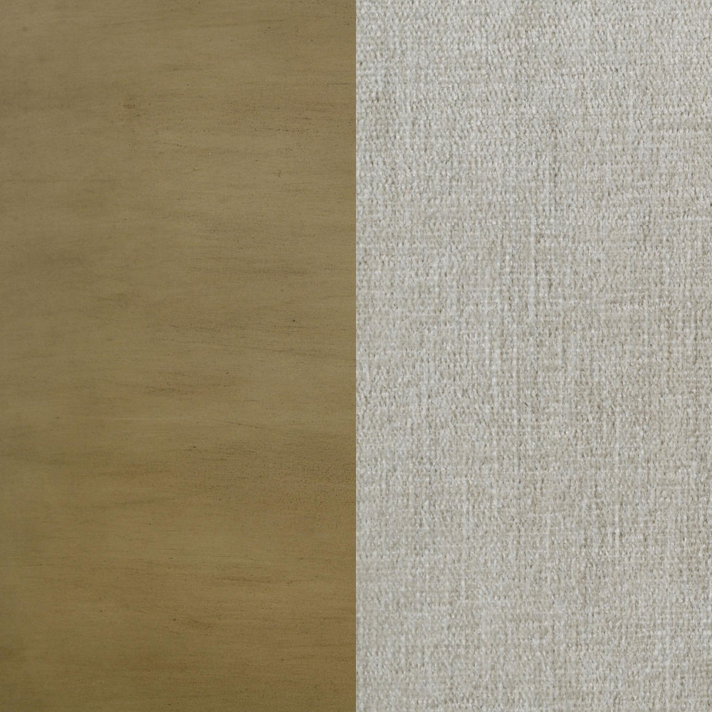 Heon King Bed Block Panel Headboard Ivory Upholstery Pine Wood