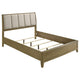 Heon King Bed, Block Panel Headboard, Ivory Upholstery, Pine Wood