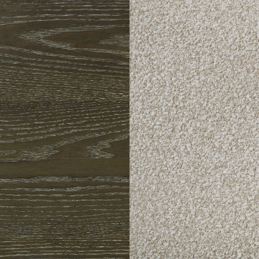 Seon California King Bed 4 Posters Ivory Upholstery Dark Cocoa Brown