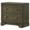 Seon Nightstand 2 Drawers with Brass Knobs Dark Cocoa Brown Wood BM328598