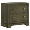 Seon Nightstand, 2 Drawers with Brass Knobs, Dark Cocoa Brown Wood