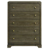 Seon Tall Dresser Chest 5 Drawers with Brass Knobs Dark Cocoa Brown BM328600