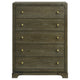 Seon Tall Dresser Chest 5 Drawers with Brass Knobs Dark Cocoa Brown BM328600