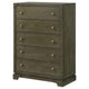 Seon Tall Dresser Chest 5 Drawers with Brass Knobs Dark Cocoa Brown BM328600