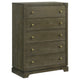 Seon Tall Dresser Chest, 5 Drawers with Brass Knobs, Dark Cocoa Brown