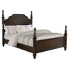 Meon King Poster Bed Carved Headboard Dark Oak Brown Wood