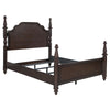 Meon King Poster Bed Carved Headboard Dark Oak Brown Wood