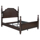 Meon King Poster Bed Carved Headboard Dark Oak Brown Wood