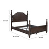 Meon California King Poster Bed Carved Headboard Dark Oak Brown Wood