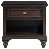 Meon Nightstand w Drawer and Open Cubby Shelf Dark Oak Brown Wood BM328604