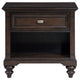 Meon Nightstand w Drawer and Open Cubby Shelf Dark Oak Brown Wood BM328604